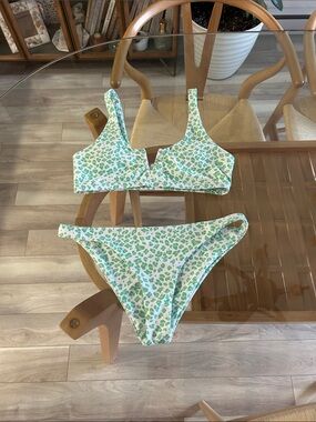Green Leopard Print Bikini Set - Medium